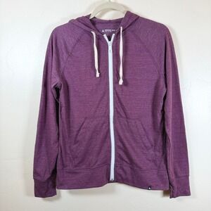 American Giant Womens Lightweight Full Zip Hoodie Small Black Plum Casual Active